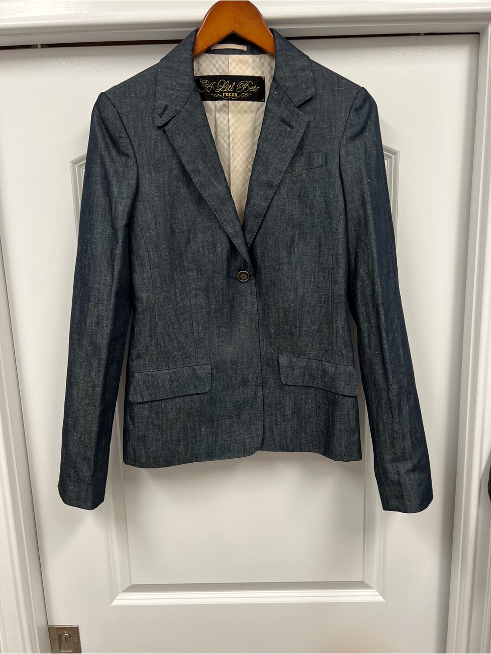 Rogan - Navy Blue Denim Blazer - Tailored Women's Jacket